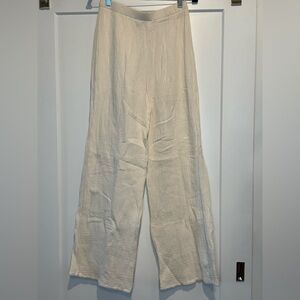 Cream linen Wide-Leg Pants